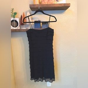 Tadashi Petite Tiered LBD, Silk Black Dress, 4P